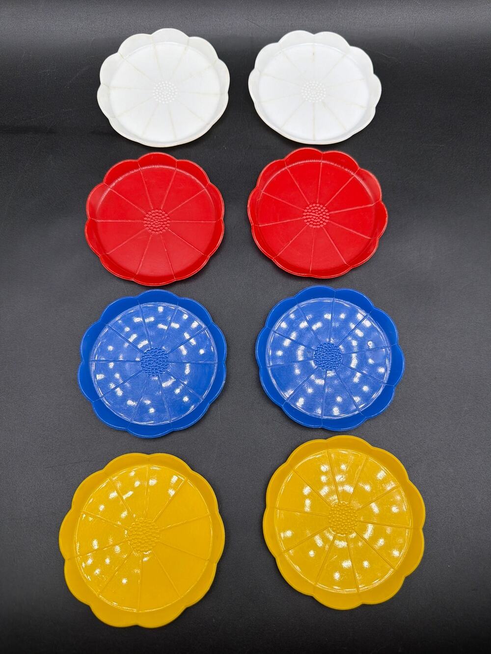 Vintage Floret Coasters Set 8 Thomas A Steeds Flower Plastic MCM Multicolor